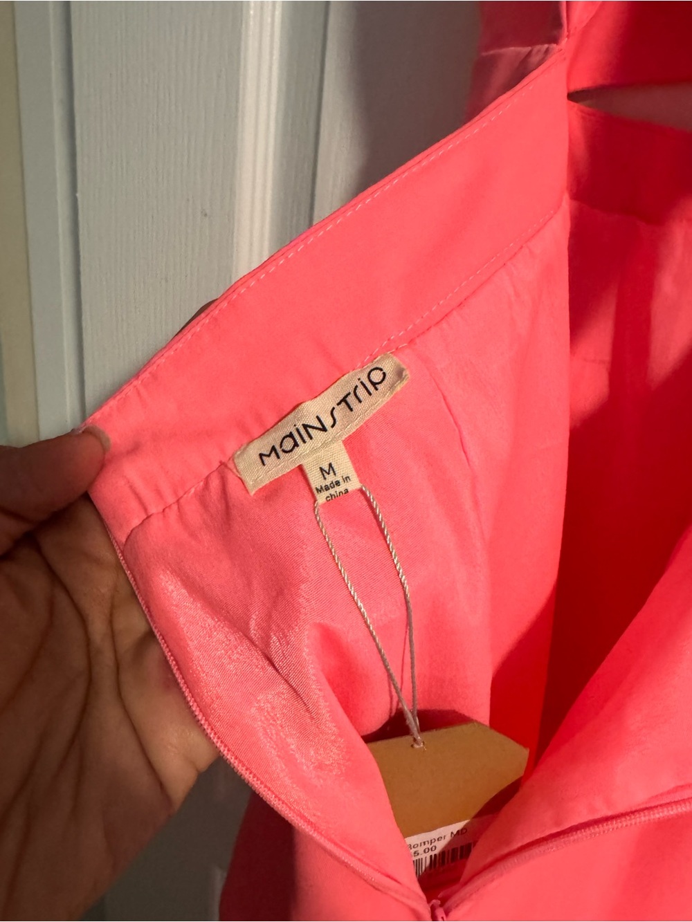 Main Strip Neon Pink Cutout Romper with Spaghetti Straps - Picture 8 of 10